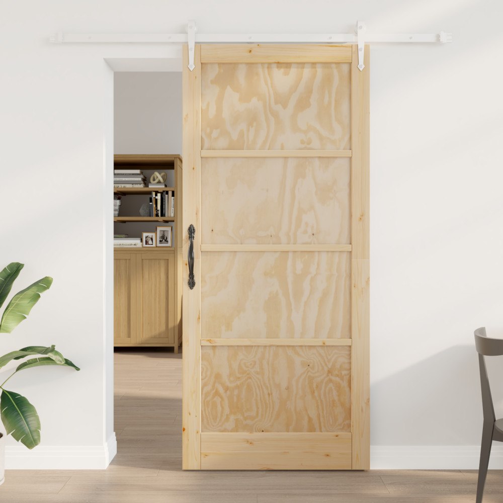 vidaXL skjutdörr med hårdvarusats 93x211 cm massiv tallträ