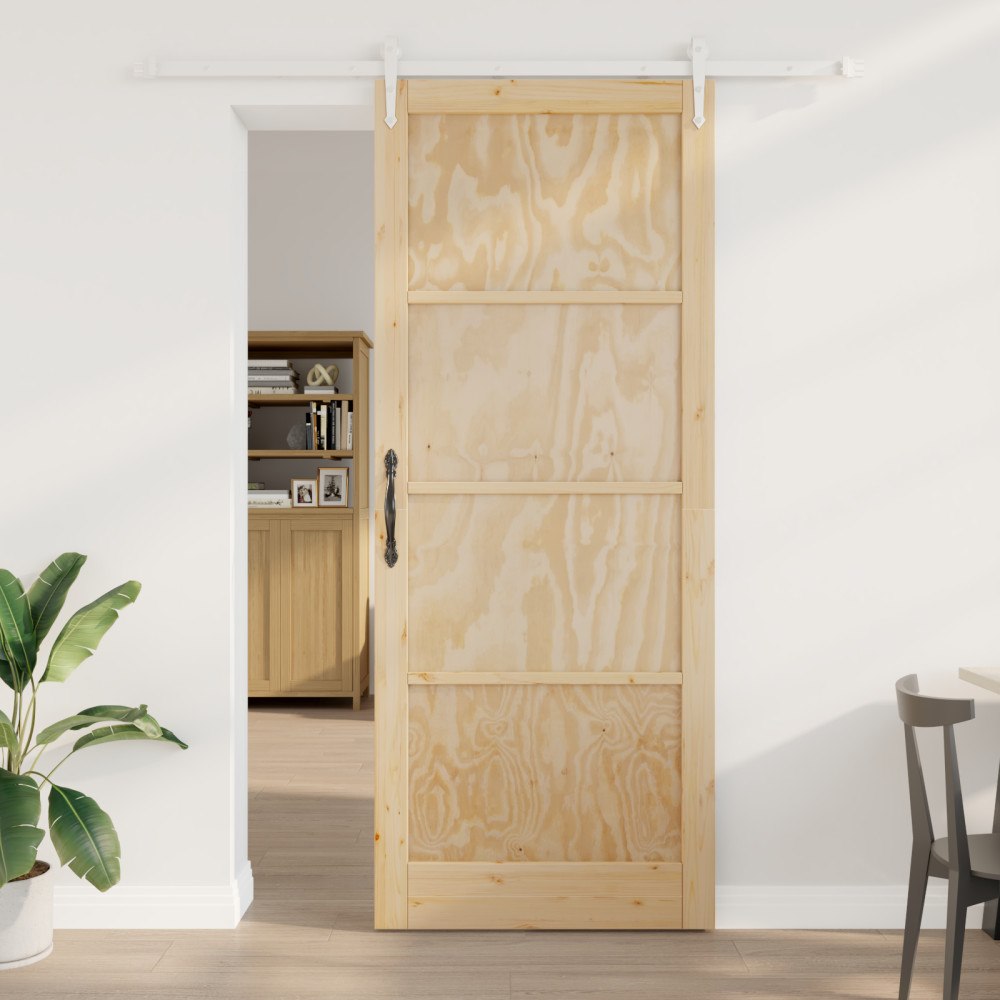 vidaXL Skjutdörr med Beslagsset 93x232 cm Massiv Trä Furu, vidaXL Inredningsdörr 'ORKDAL'93x232x4 cm Massiv Trä Furu