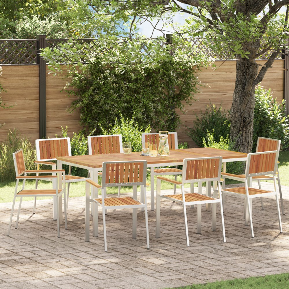 vidaXL Trädgård Stol 8 pcs Brun 56 x 54.5 x 87cm Massivt akaciaträ