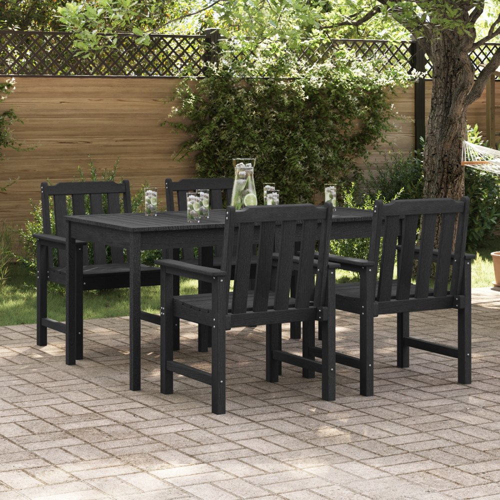 vidaXL Trädgårdsstol 4 pcs Svart 65.5 x 55.5 x 88cm Plast