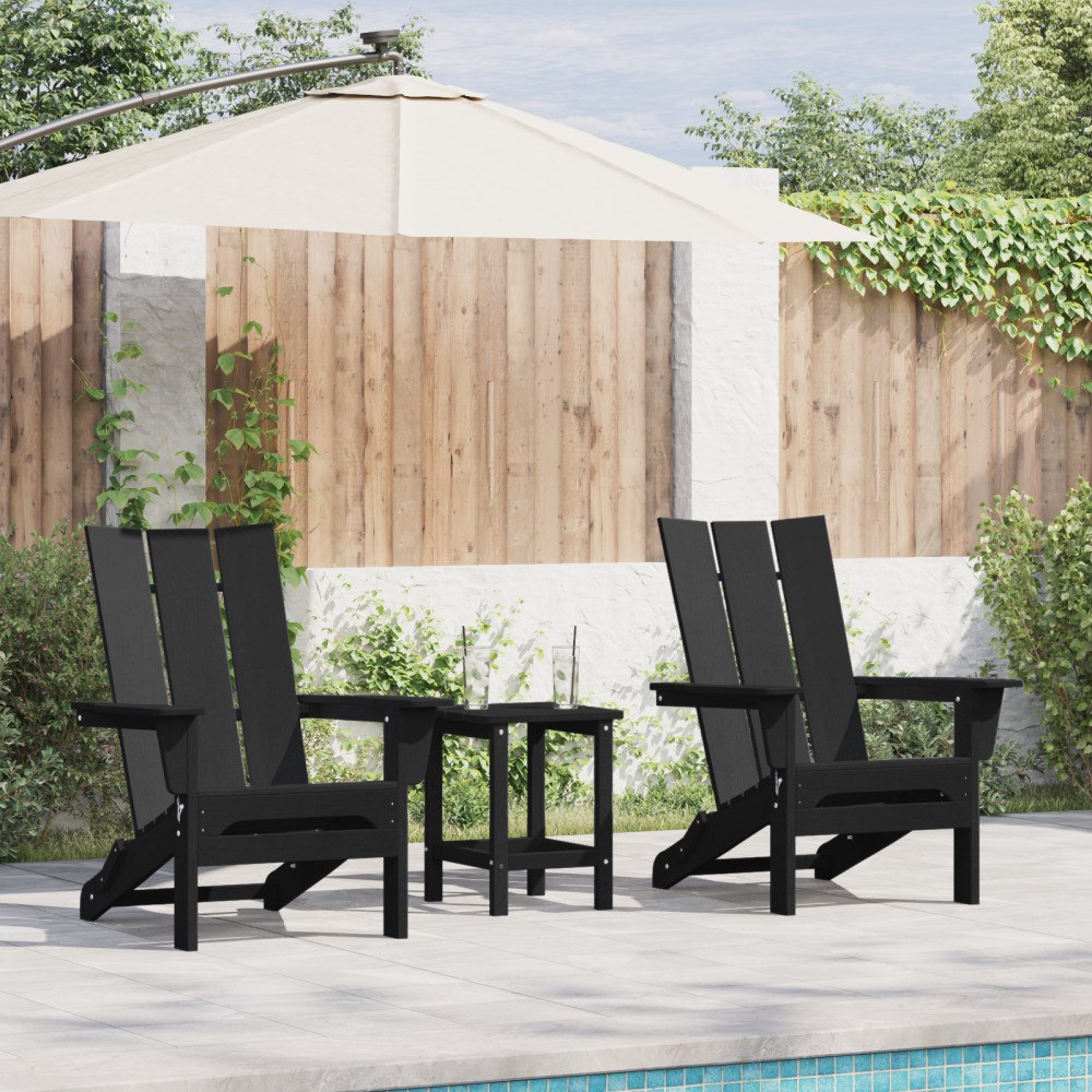 vidaXL Trädgårdsloungemöbler 3 pcs Svart 38 x 38 x 46cm Plast