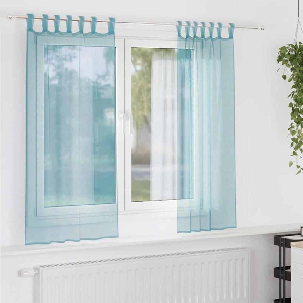 vidaXL Voile gardiner med stångfickor 2 st turkos