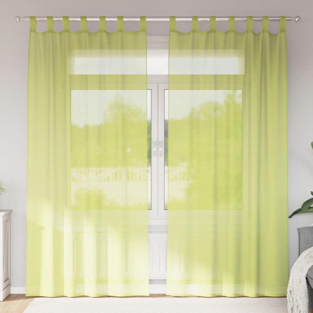vidaXL Voile gardiner med fliktopp 2 st äppelgrön