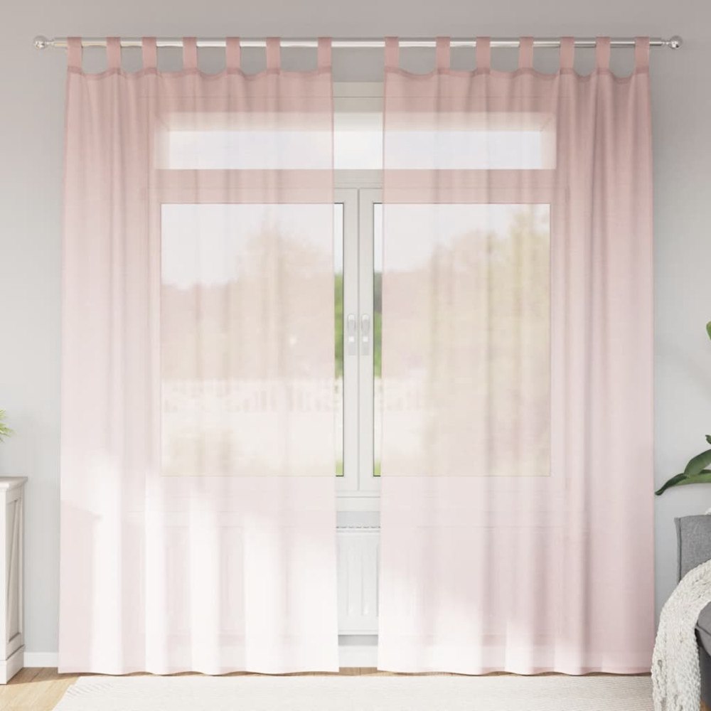 vidaXL Voile gardiner med öglor 2 st ljusrosa 140x225 cm