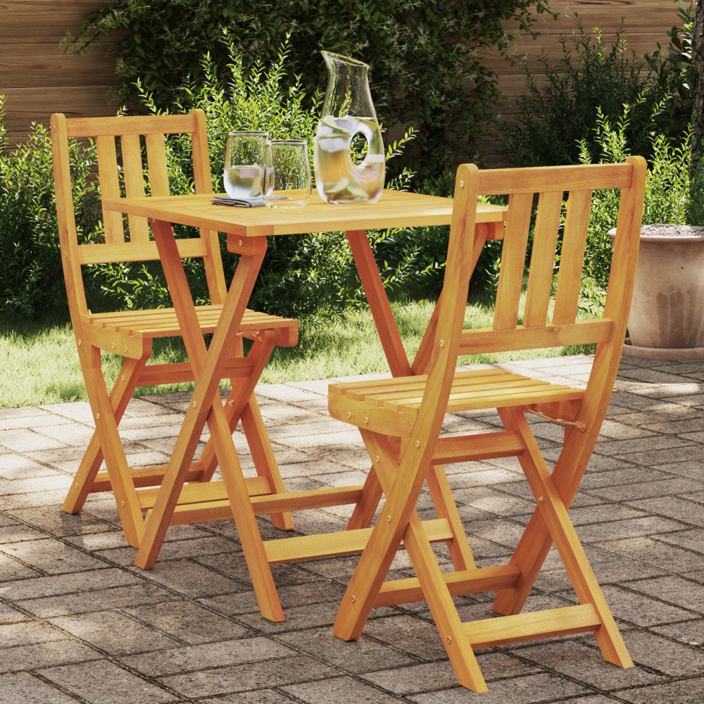 vidaXL 3 Delar Vikbart Bistro Set Massivt Akaciaträ