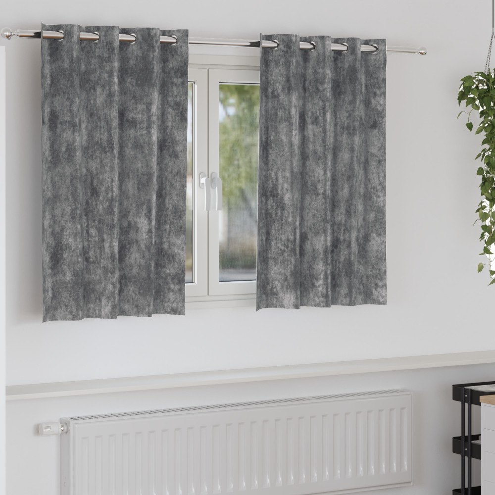 vidaXL Sammetsgardiner 2 st med öglor Grå 140x140 cm