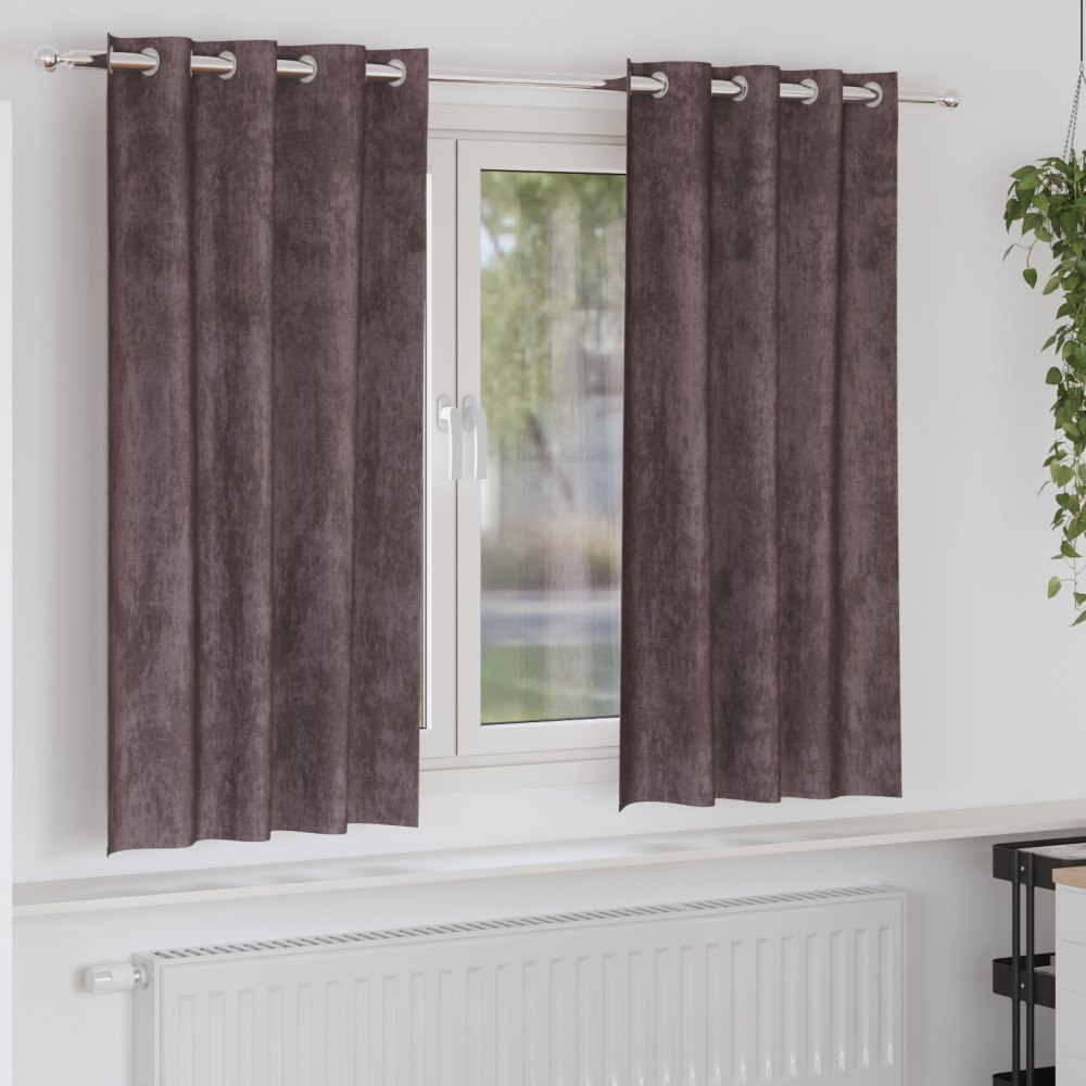 vidaXL Sammetgardiner 2 st med Ögla Brun 175x140 cm
