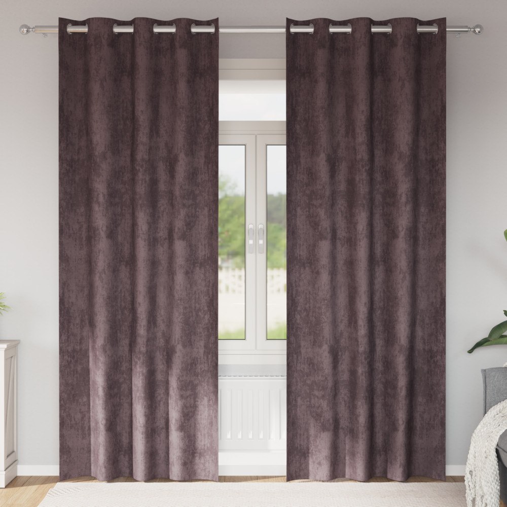 vidaXL Sammet Gardiner 2 st med Öglor Brun 260x140 cm