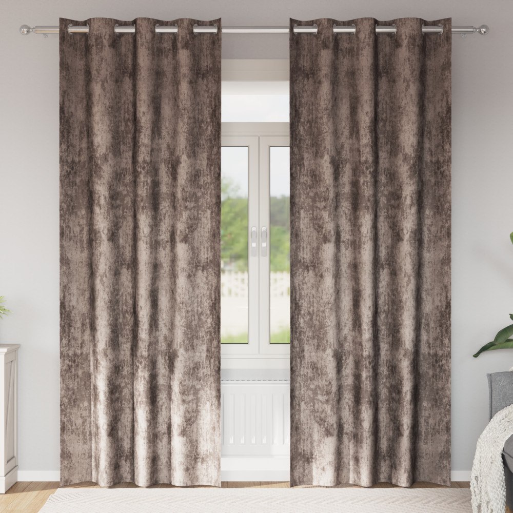 vidaXL Sammetsgardiner 2 st med Ögonringar Cappuccino 245x140 cm