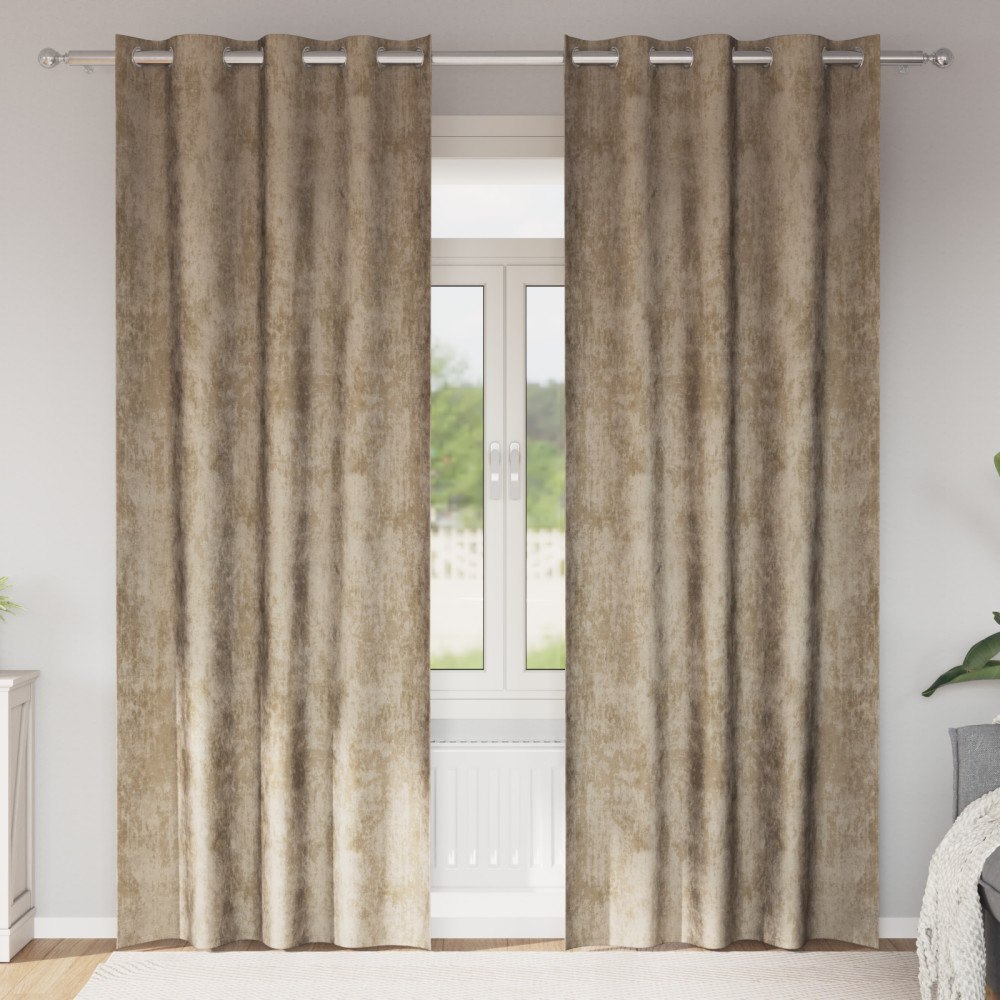 vidaXL sammetsgardiner 2 st med öglor Champagne 260x140 cm