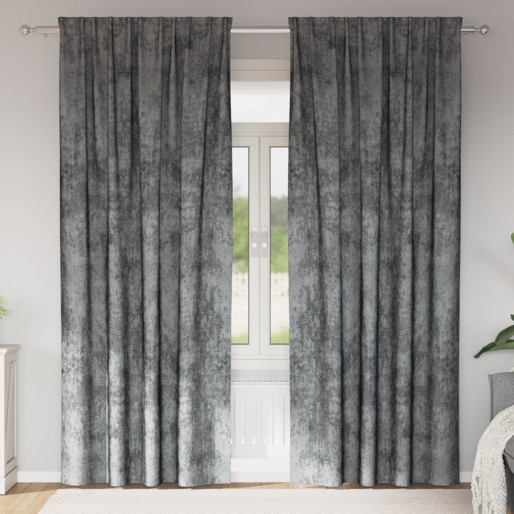 vidaXL Sammet Gardiner 2 delar med Öljett Grå 260x140 cm