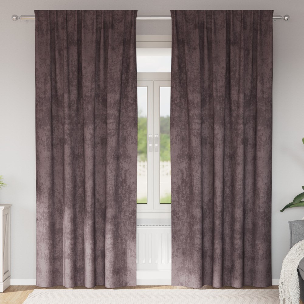 vidaXL Sammetsgardiner 2 st med Öglor Brun 225x140 cm
