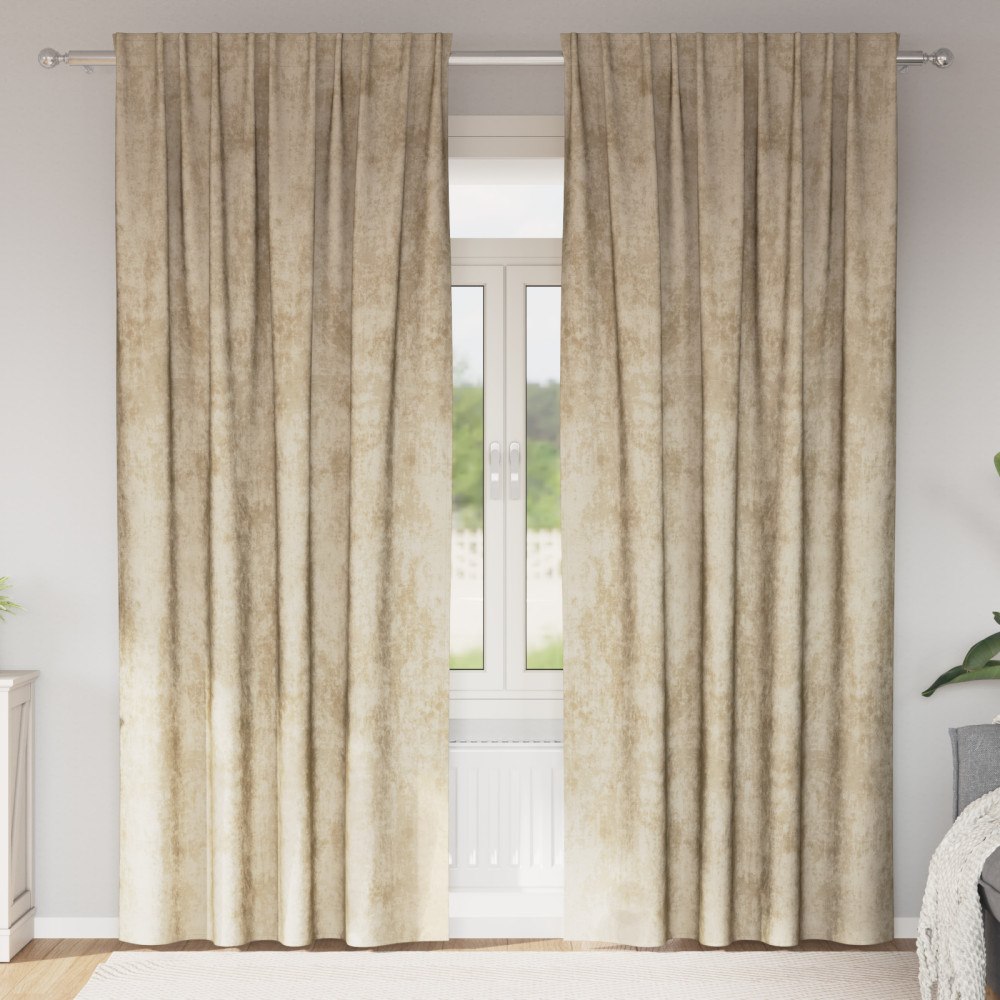 vidaXL Sammetsgardiner 2 st med öglor Grädde 245x140 cm
