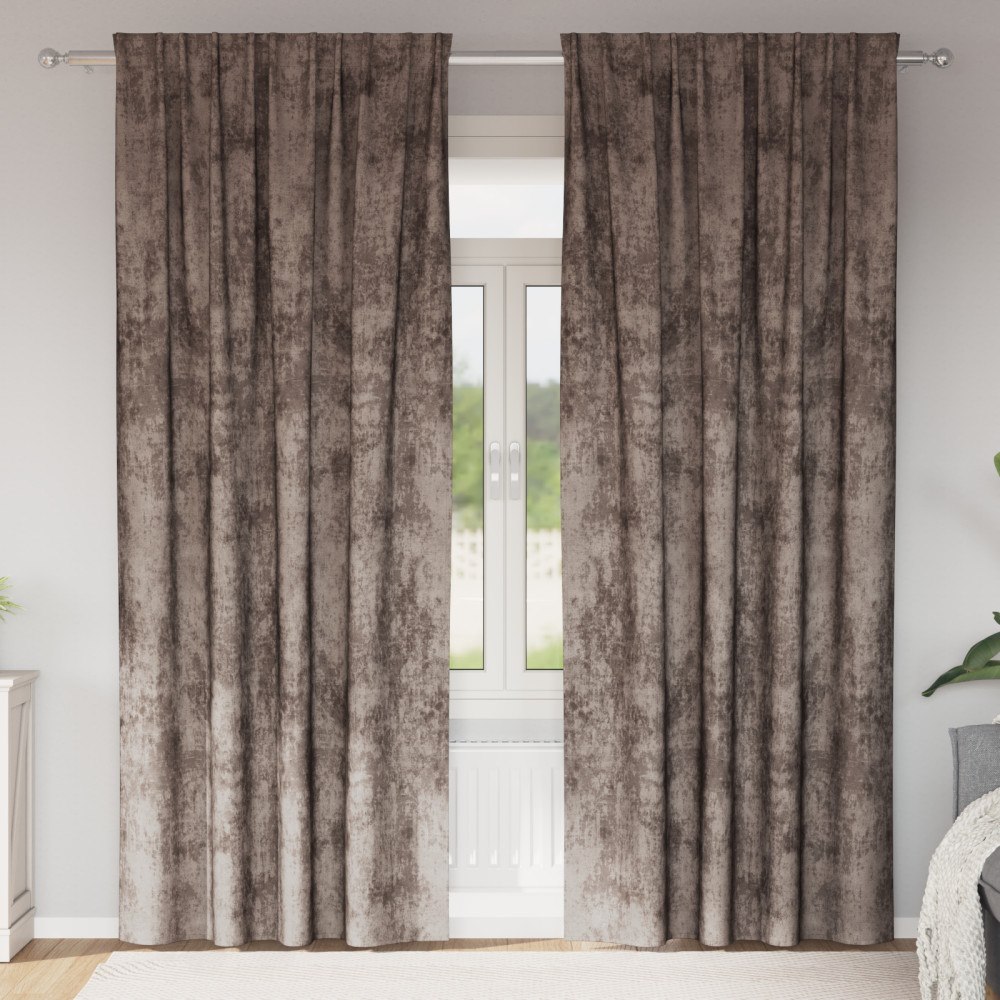 vidaXL Sammetsgardiner 2 pk med ringar Kappuccino 260x140 cm