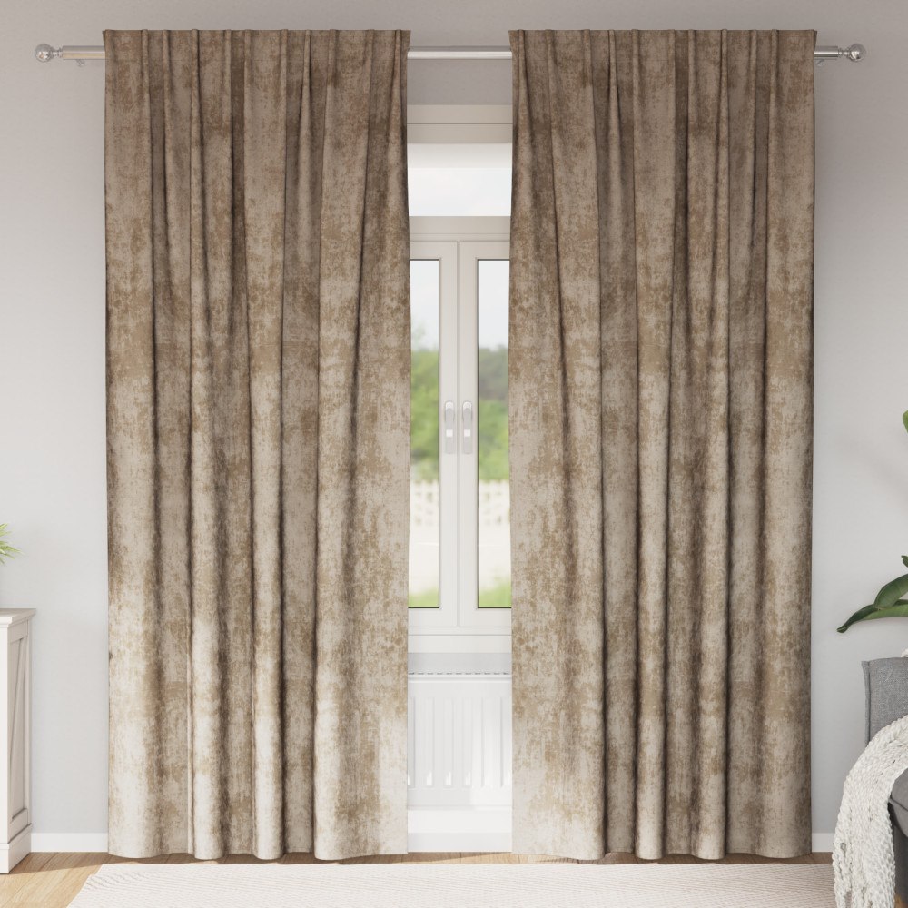 vidaXL Sammetsgardiner 2 st med ögla Champagne 225x140 cm