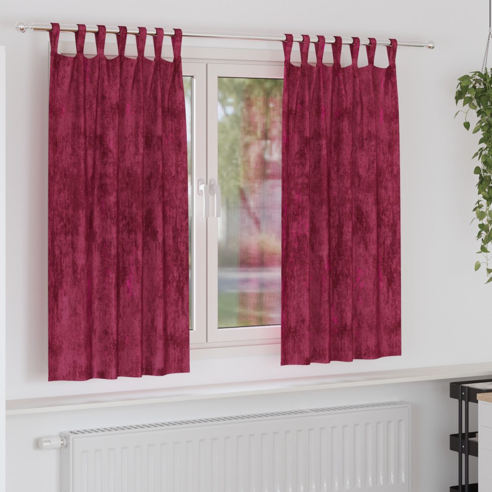 vidaXL Sammetsgardiner 2 st med Öglor Vinröd 175x140 cm