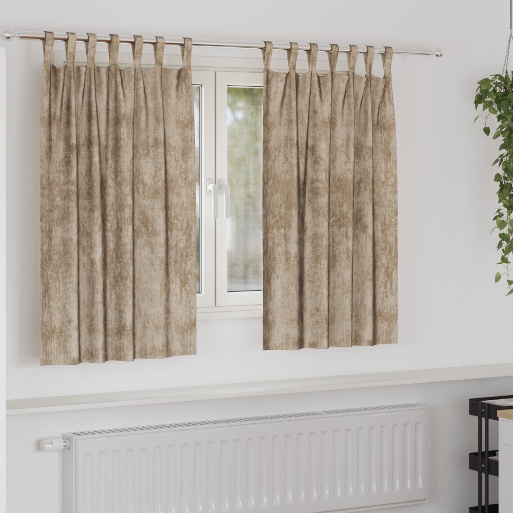 vidaXL Sammetgardiner 2 st med Öglor Champagne 140x140 cm