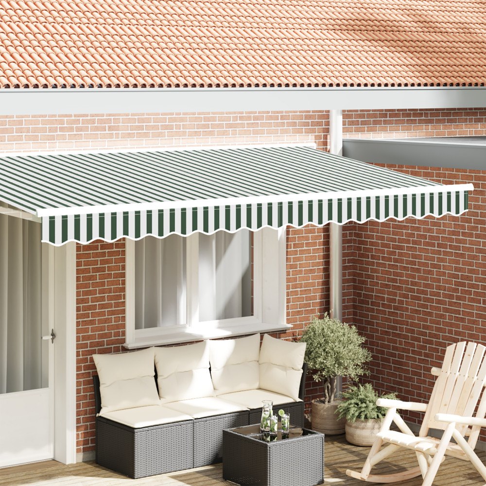 vidaXL Baldakin Valance för 4 m Ram Grön och Vit 3.8x0.2 m