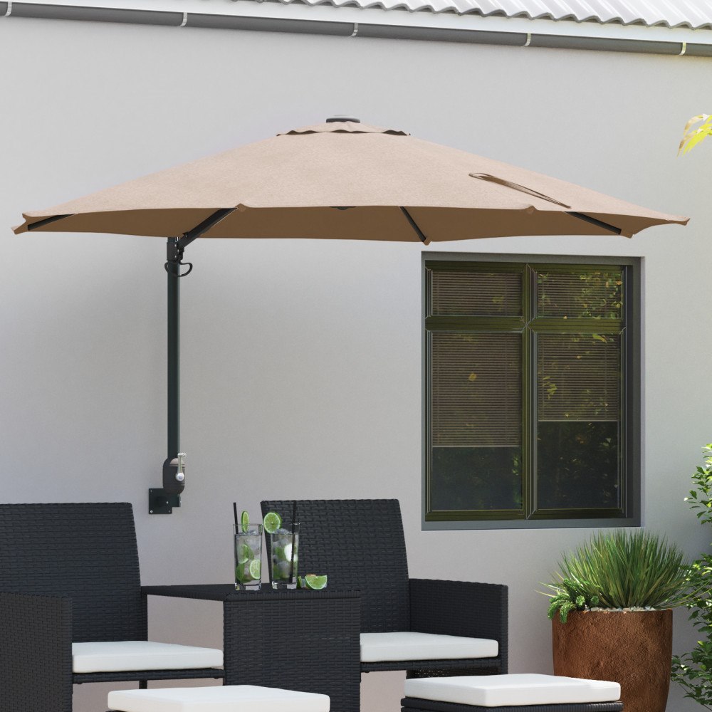 vidaXL Patio Parasoll Taupe Polyester Stort Vikbart Patio Parasoll
