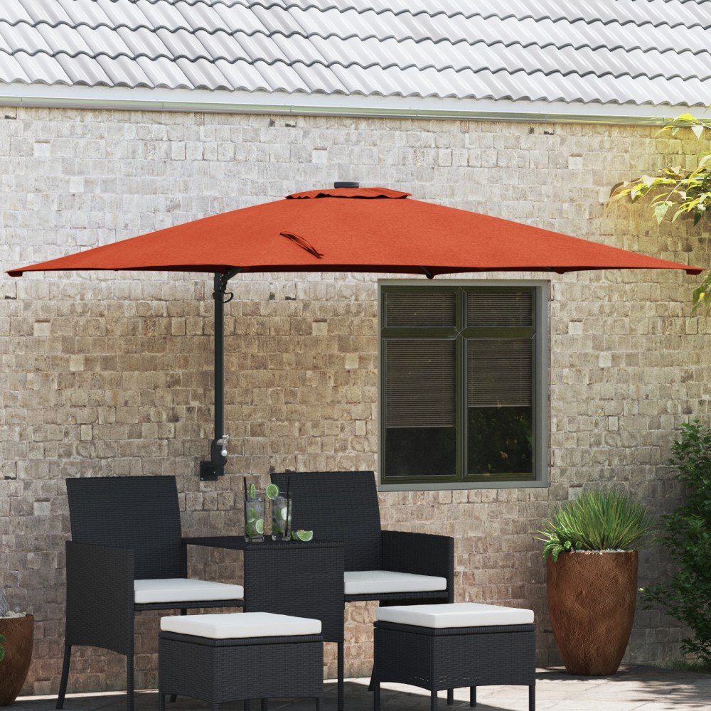 vidaXL Fristående Parasoll Bränd Orange Polyester Stor Lutbar