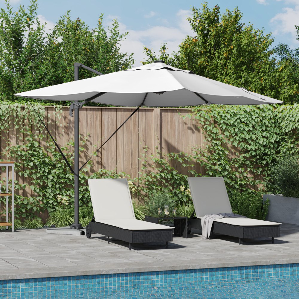 vidaXL Cantilever Roma Parasol med LED Sand 352x251x265 cm Aluminium
