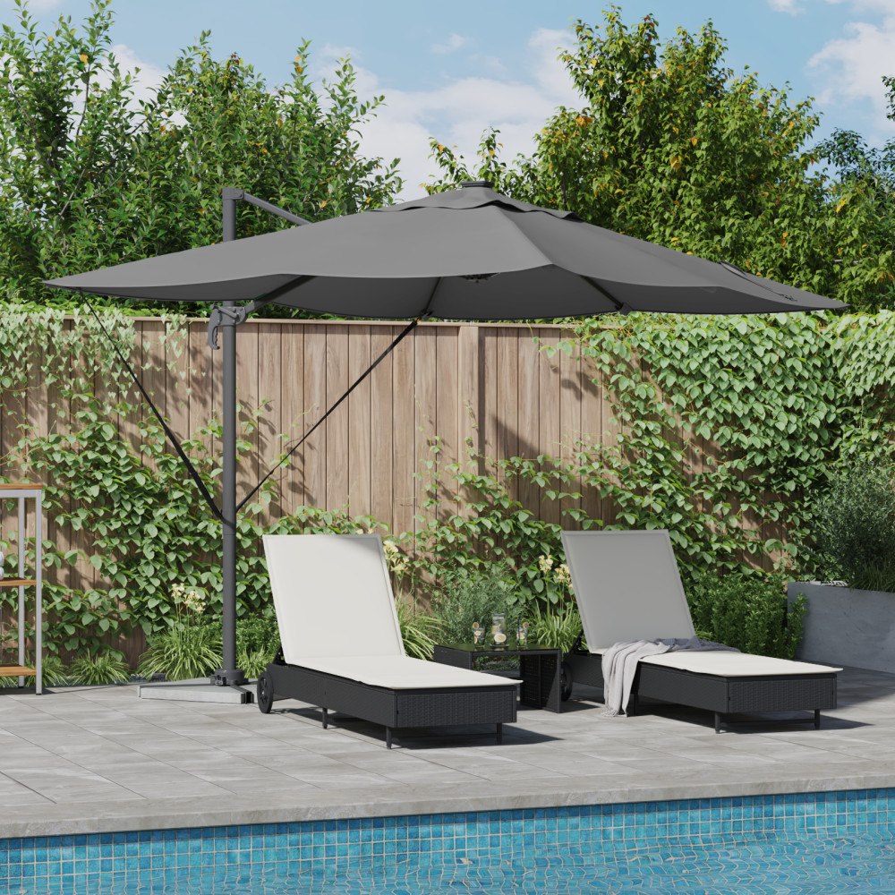vidaXL Fristående Roma parasoll med LED-lampor Antracit 352x251x265 cm Aluminium
