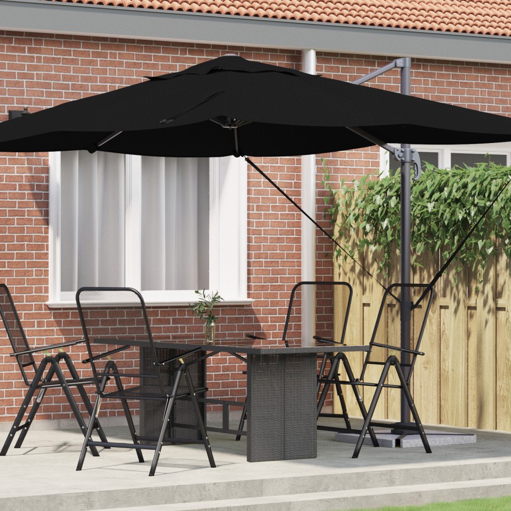 vidaXL Cantilever Paraply Svart Polyester duk med metallram Stor