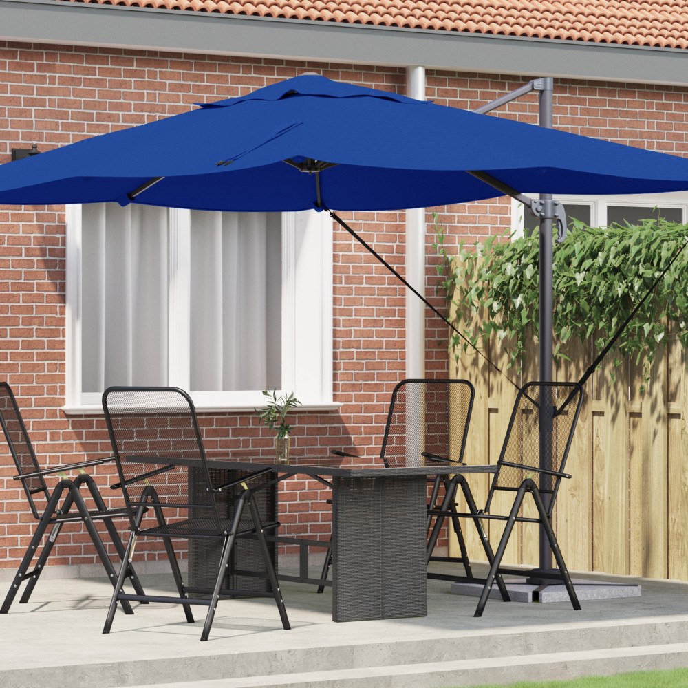 vidaXL Azurblå Cantilever Paraply Azurblå Polyester, Pulverlackerat Stål