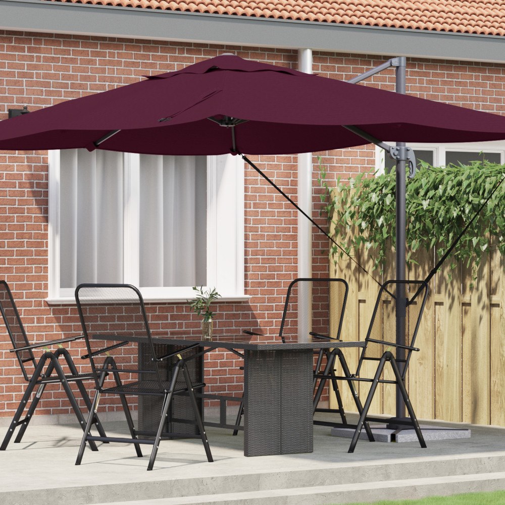 vidaXL Fristående Parasoll Bordeaux Röd Polyester, Stål Stort