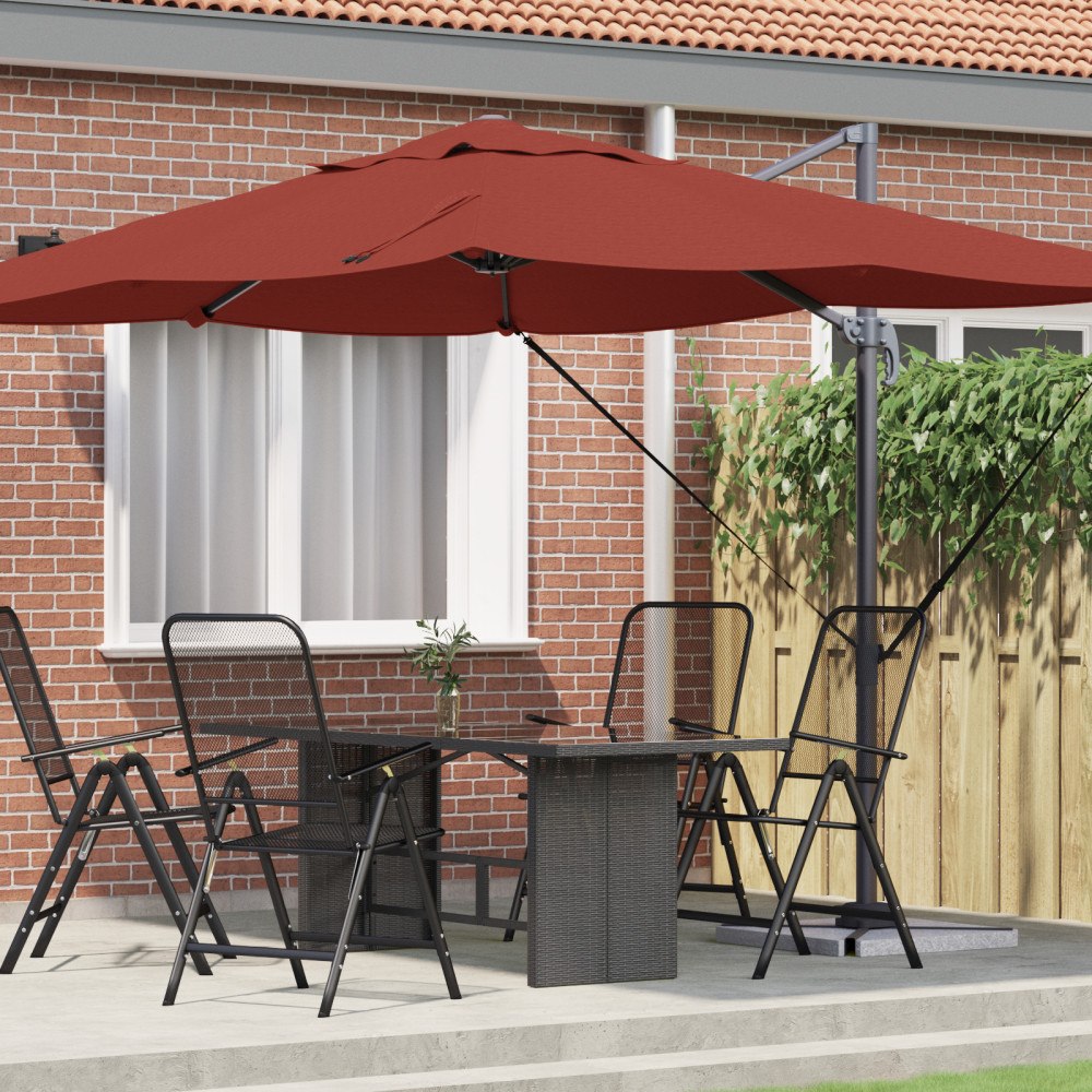 vidaXL Cantilever Parasoll Terrakotta Polyester, Stål Stor