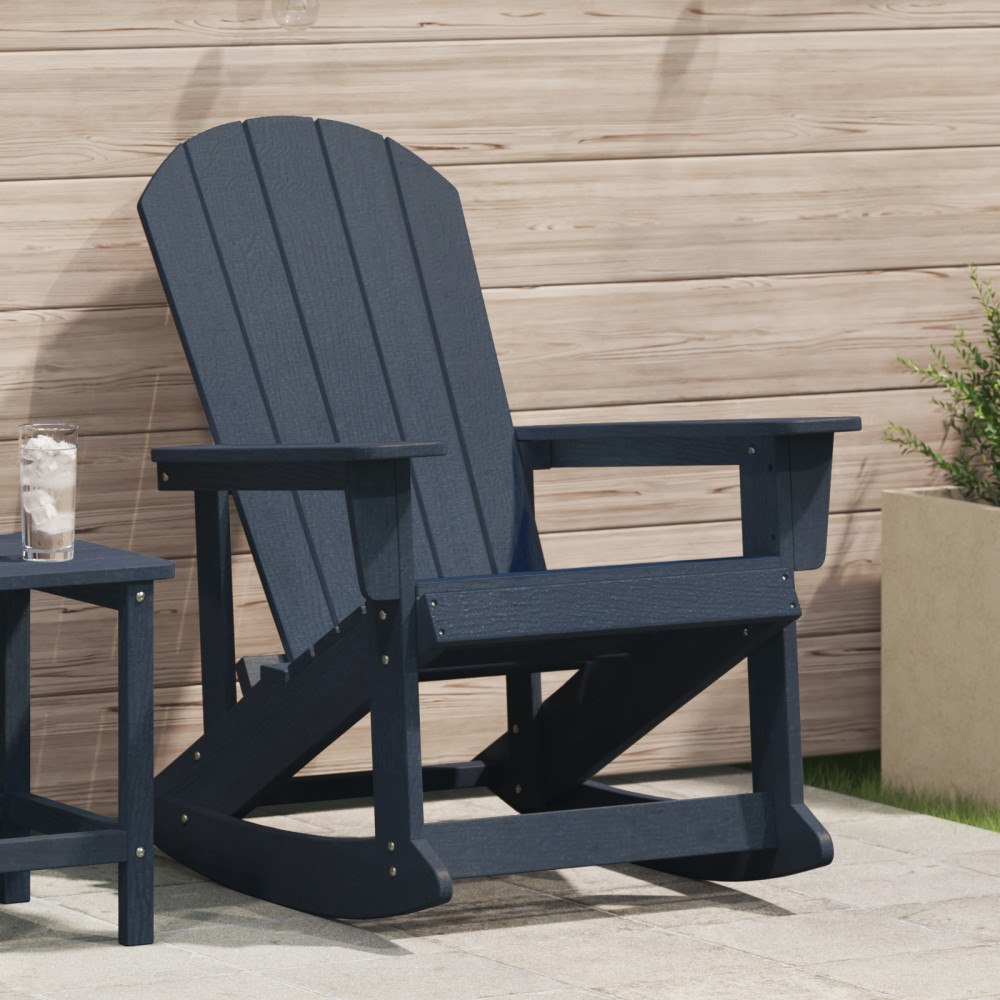 vidaXL Adirondack gungstol Marinblå 73.5x92x90 cm HDPE