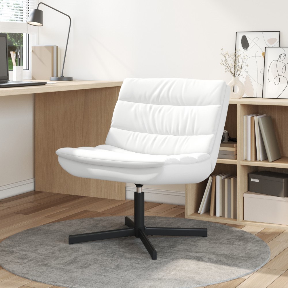 vidaXL Svängbar Stol Vit Polyester tyg, Metallram Medium Svängbar