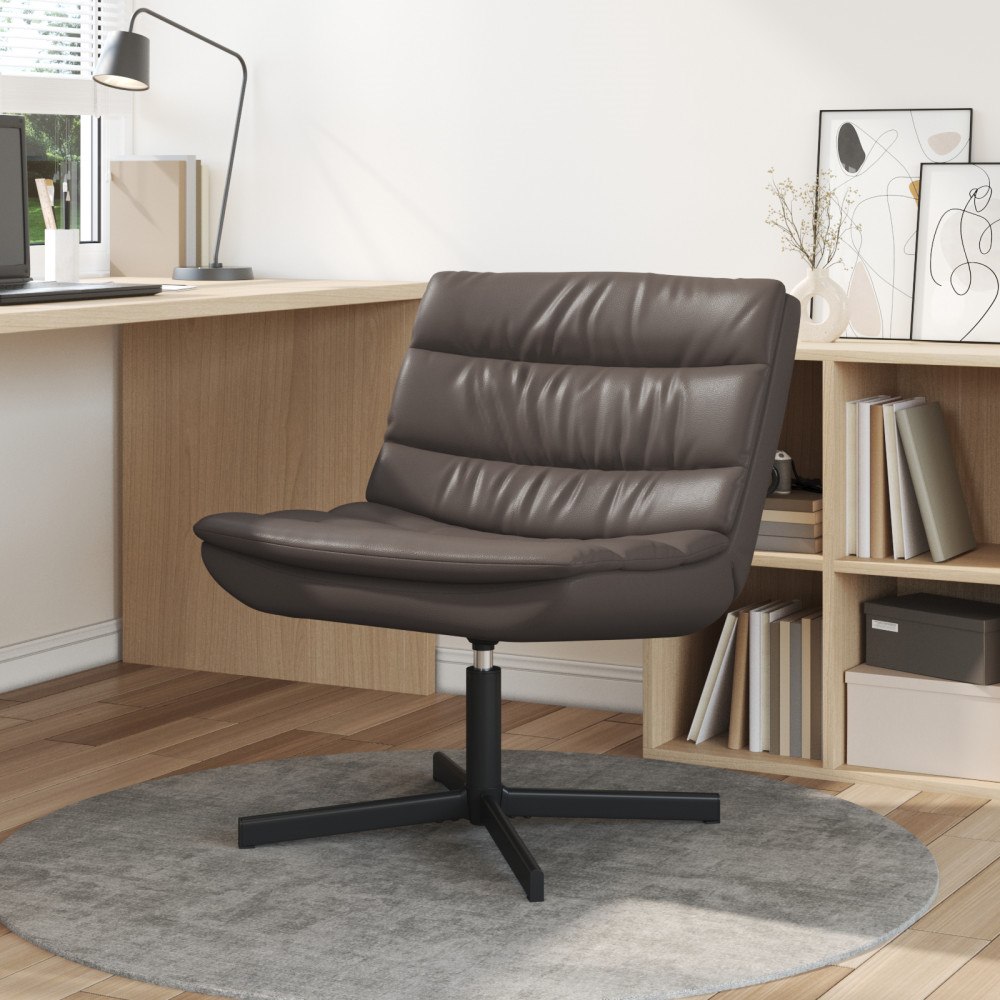 vidaXL Svängstol Chokladbrun Konstläder Medium Ergonomisk Svängstol
