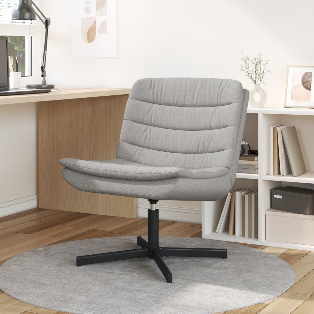 vidaXL Svängbar stol Ljusgrå Polyester tyg, Metallbas Medium