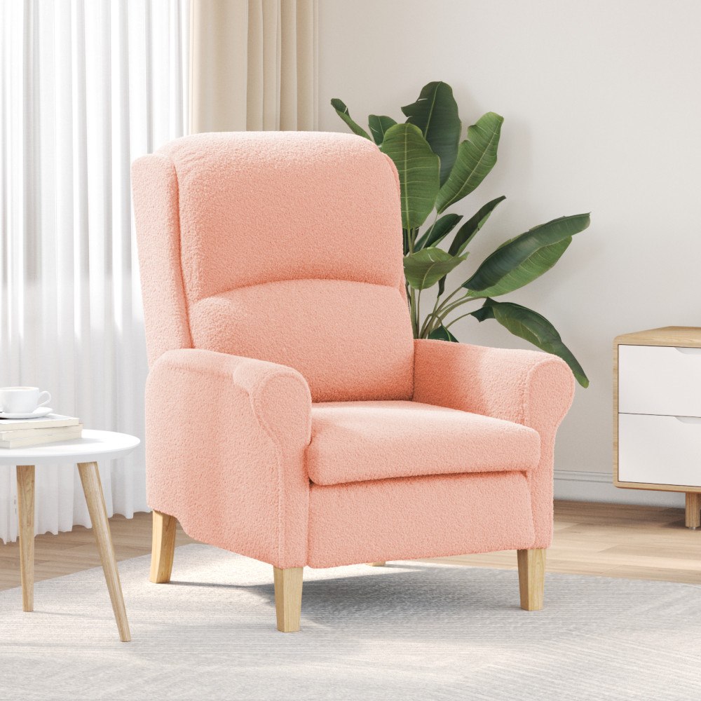 vidaXL Ergonomisk Fåtölj Rosa Tyg, Trä Medium Ergonomisk Rosa Fåtölj