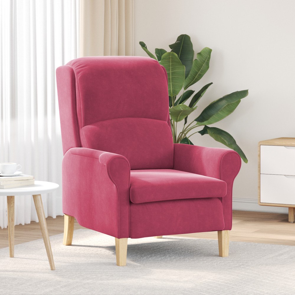 vidaXL Vinröd Fåtölj Vinröd Polyester med träben Standard Ergonomisk
