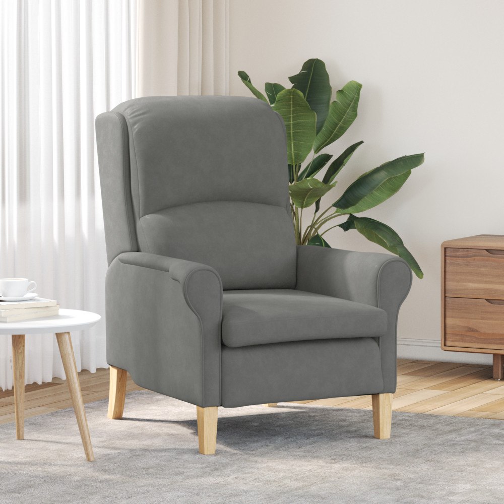 vidaXL Mörkgrå fåtölj Mörkgrå Tyg och trä Standard Ergonomisk Fåtölj