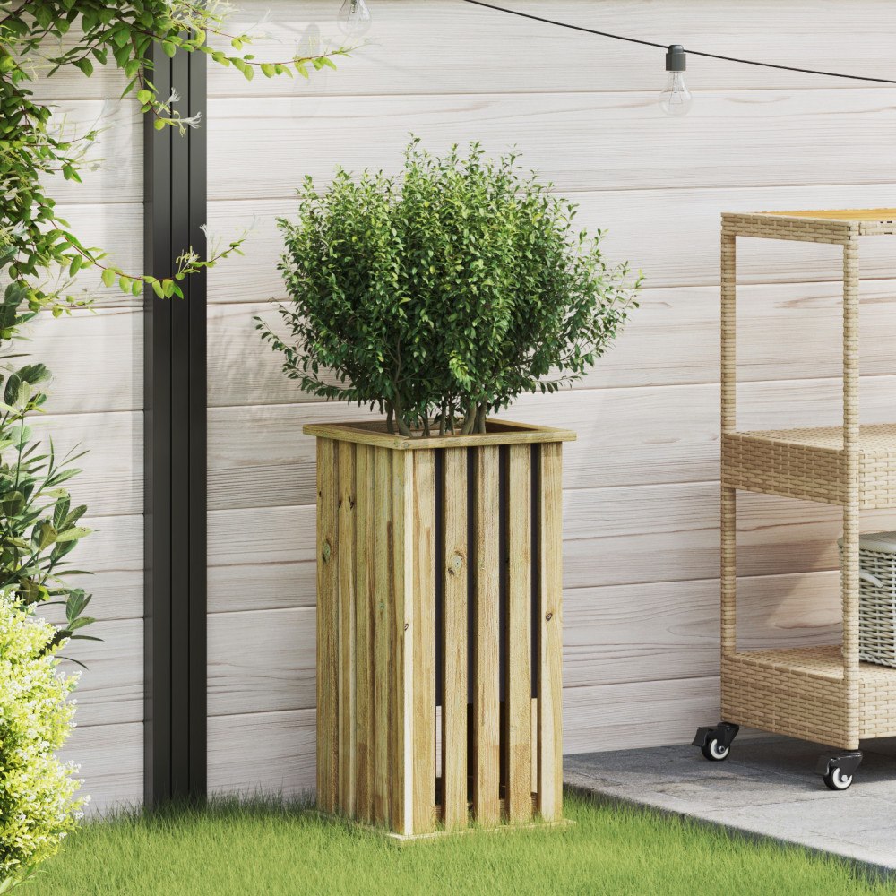 vidaXL Trädgårdsplanterare med Fodral 33x33x65 cm Impregnerat Trä Furu