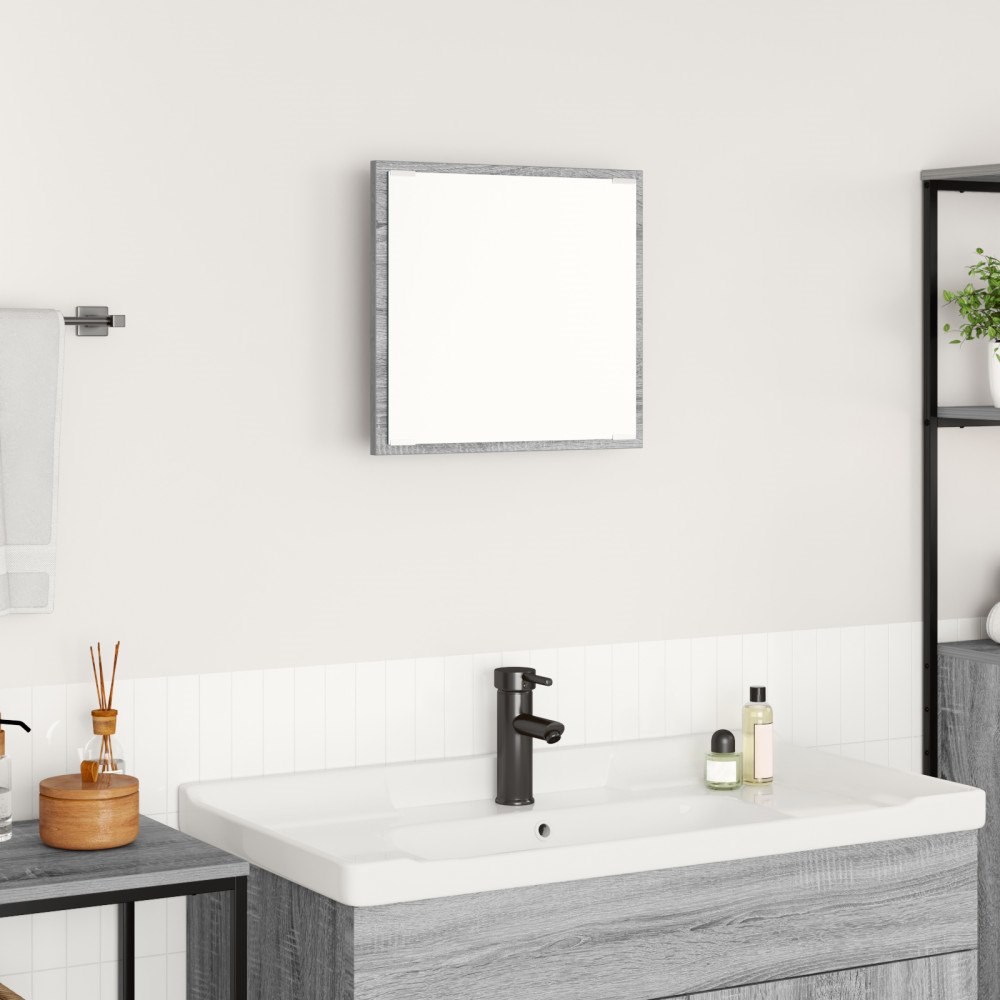 vidaXL LED Badrumsspegel Grå Sonoma 40x8.5x37 cm Ingenjörsträ