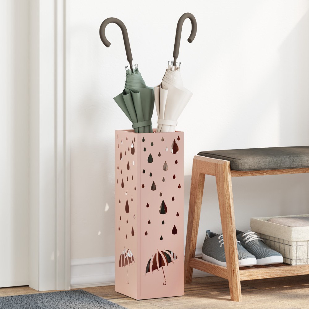 vidaXL Paraplyställ Rosa Metall Medium Dekorativa inslag Paraplyställ