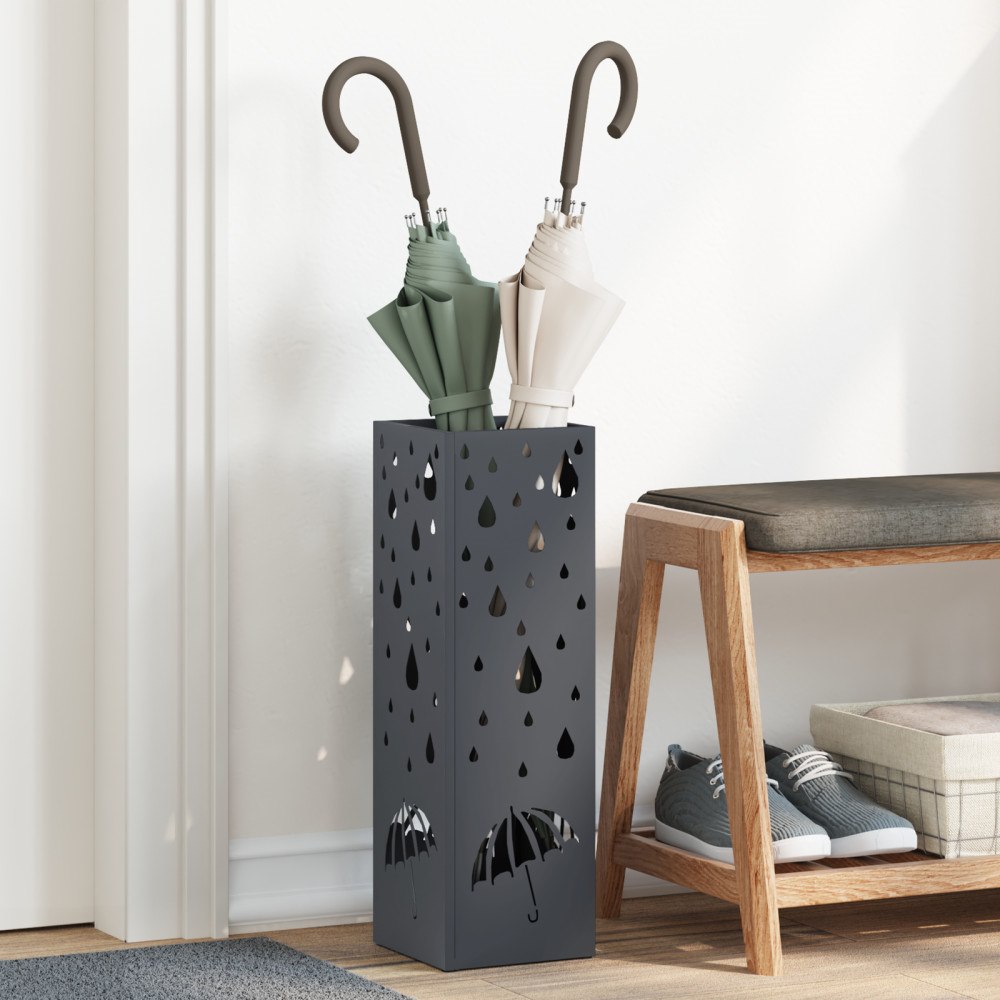 vidaXL Paraplyställ Antracit Metall Standard Dekorativa detaljer