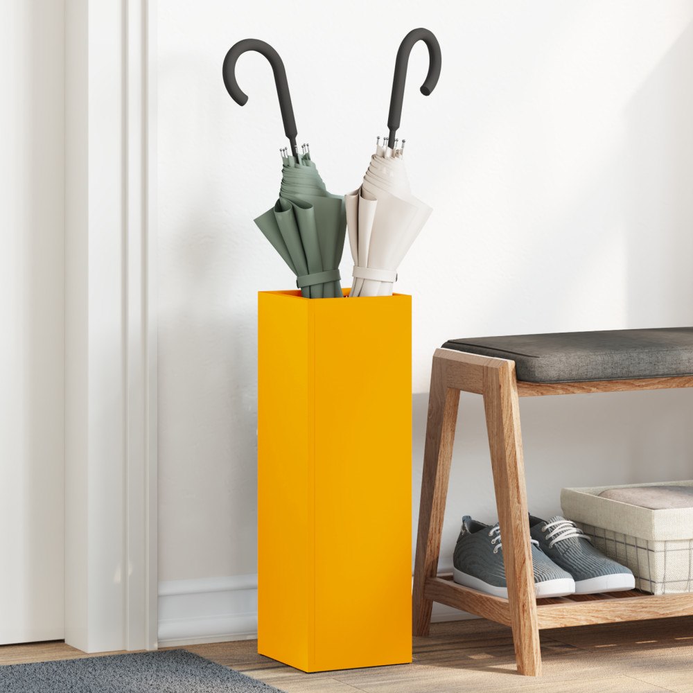 vidaXL Paraplyställ Senapsgul Metall Standard Paraplyställ Rektangulär