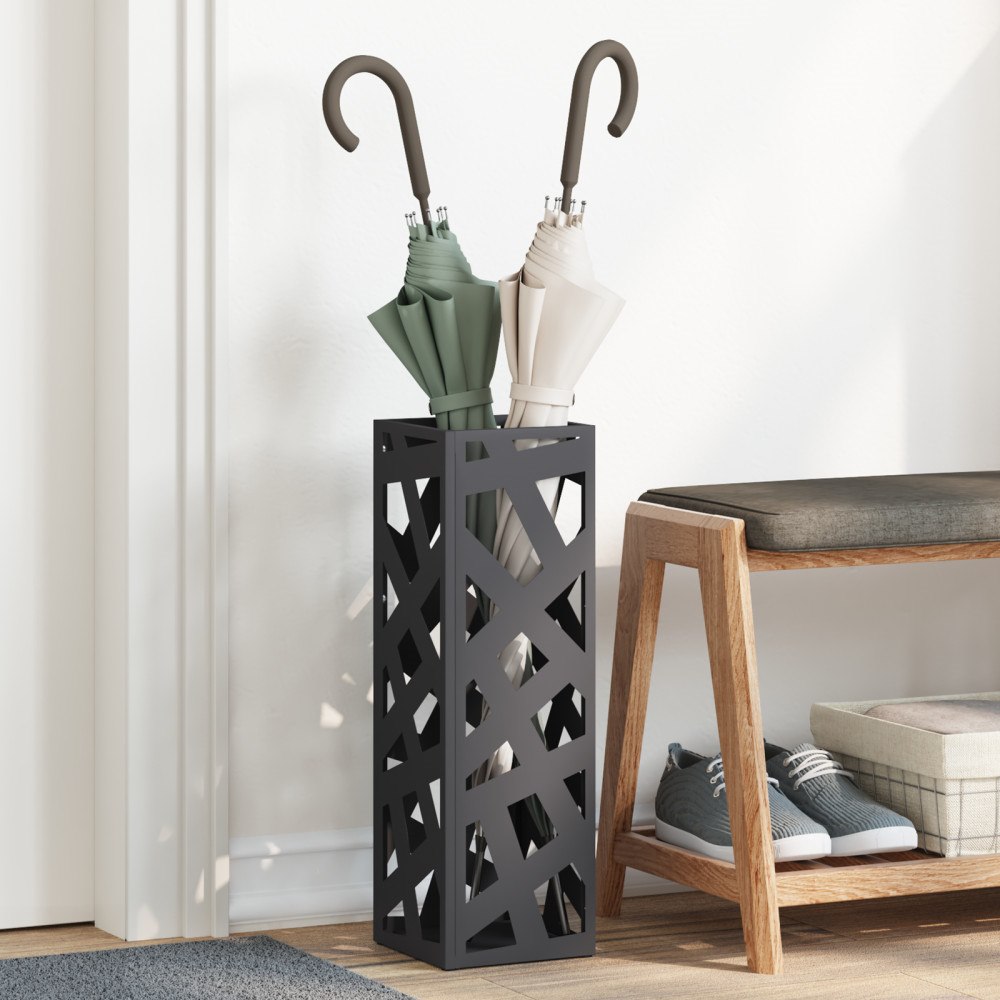 vidaXL Paraplyställ Svart Metall Medium Mönster Paraplyställ