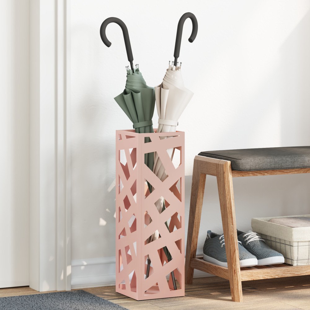 vidaXL Paraplyställ Rosa Metall Medium Dekorativa mönster Paraplyställ