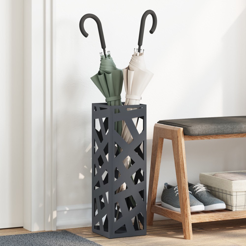 vidaXL Paraplyställ Antracit Metall Medium Hållbart Paraplyställ