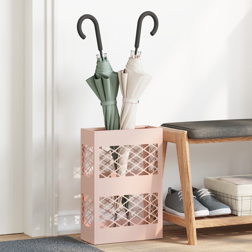 vidaXL Paraplyställ Rosa Metall Standard Dekorativa inslag