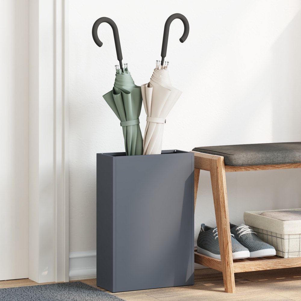 vidaXL Paraplyställ Antracit Metall Medium Paraplyställ Rektangulärt
