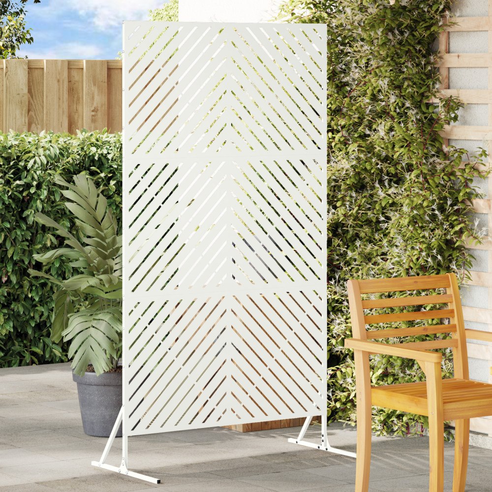 vidaXL Metallstängselpanel Vit Metall Medium Hållbar