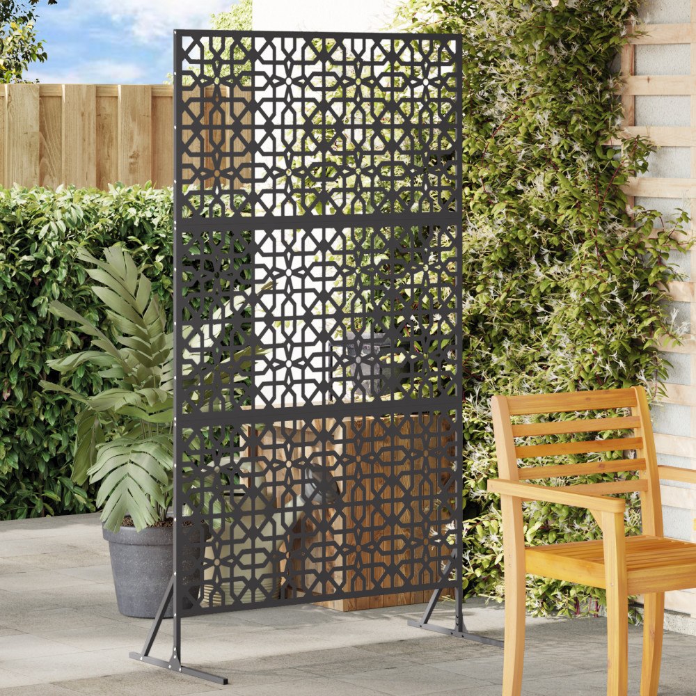 vidaXL metallstaketpanel Svart Metall Stor Mönster Staketpanel