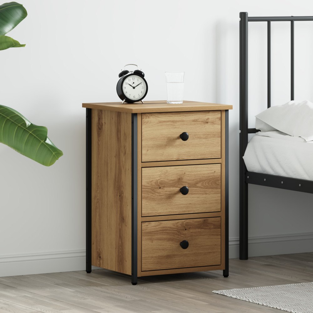vidaXL Sängbord Artisan ek Konstruerat trä Kompakt Hållbart Sängbord